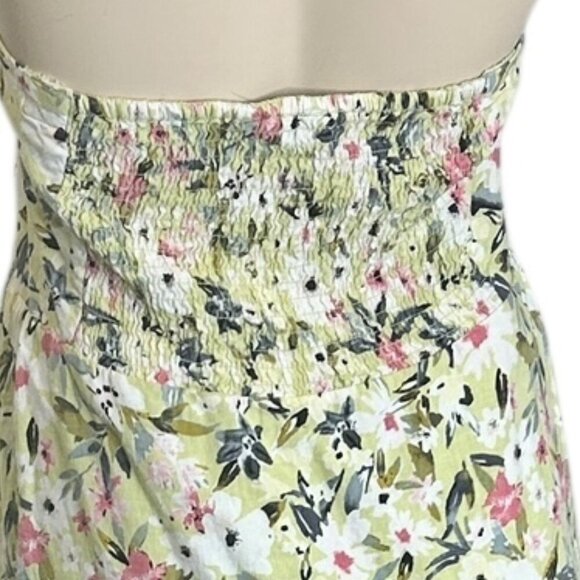 Reitmans Linen Blend Floral Midi Sundress Smocked Sz XL Boho Milk Maid Lined Tie - Picture 4 of 9